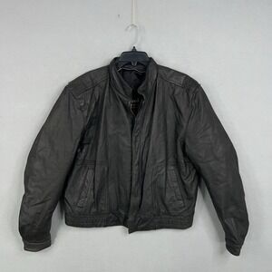Vintage Reed Sportswear Leather Jacket Mens 44 Black Bomber Zip Uo Moto 90s